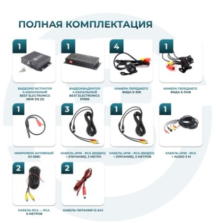 Комплект 7 камер и монитор 4,3" для учебного автомобиля MDR 212 (X) Best Electronics